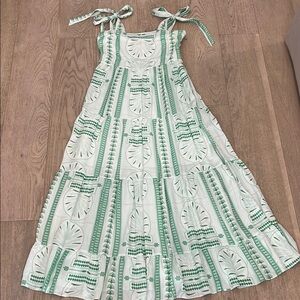 Green and White Emily McCarthy Maxi Dress